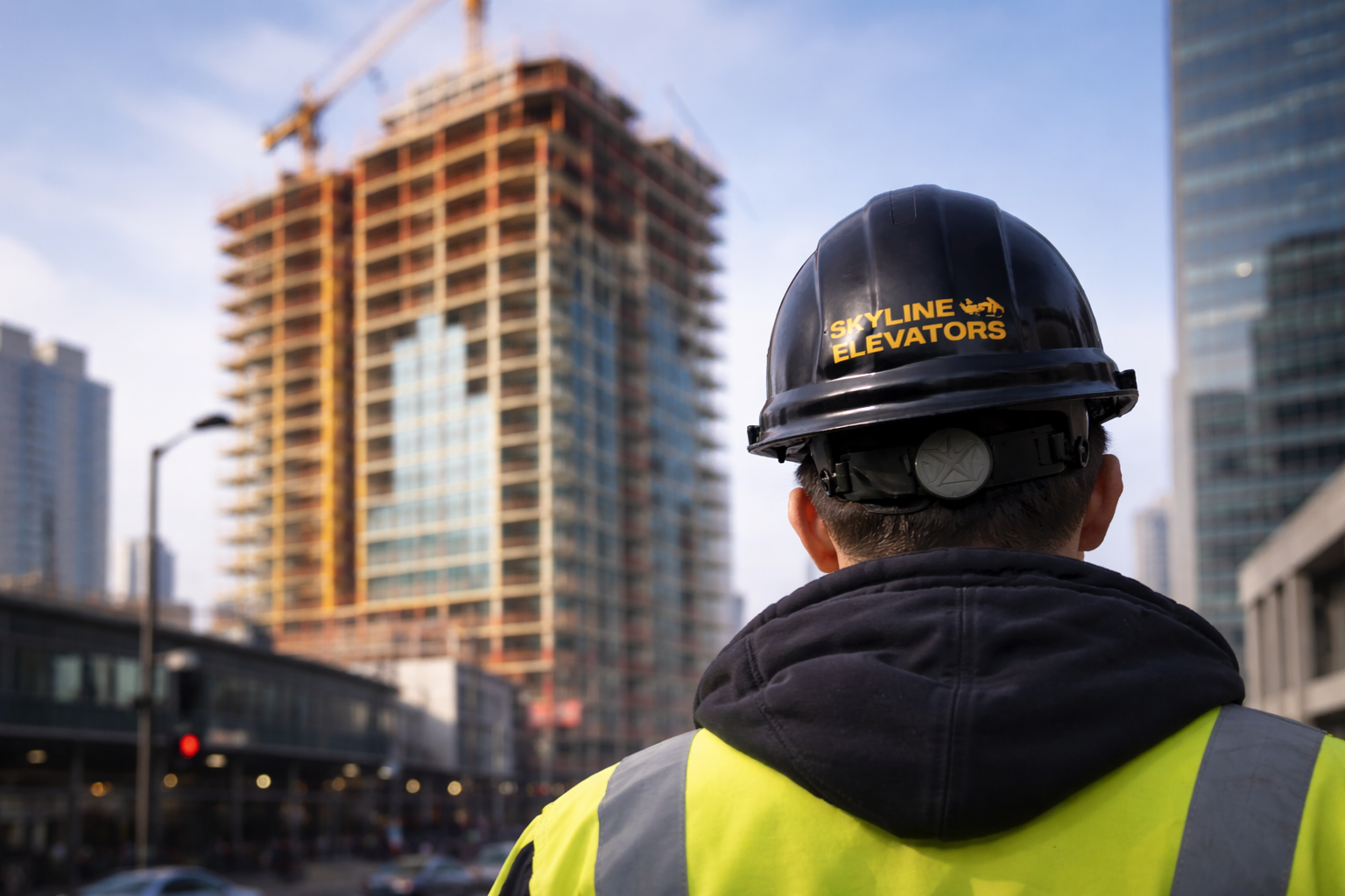 Skyline Elevators technician on site
